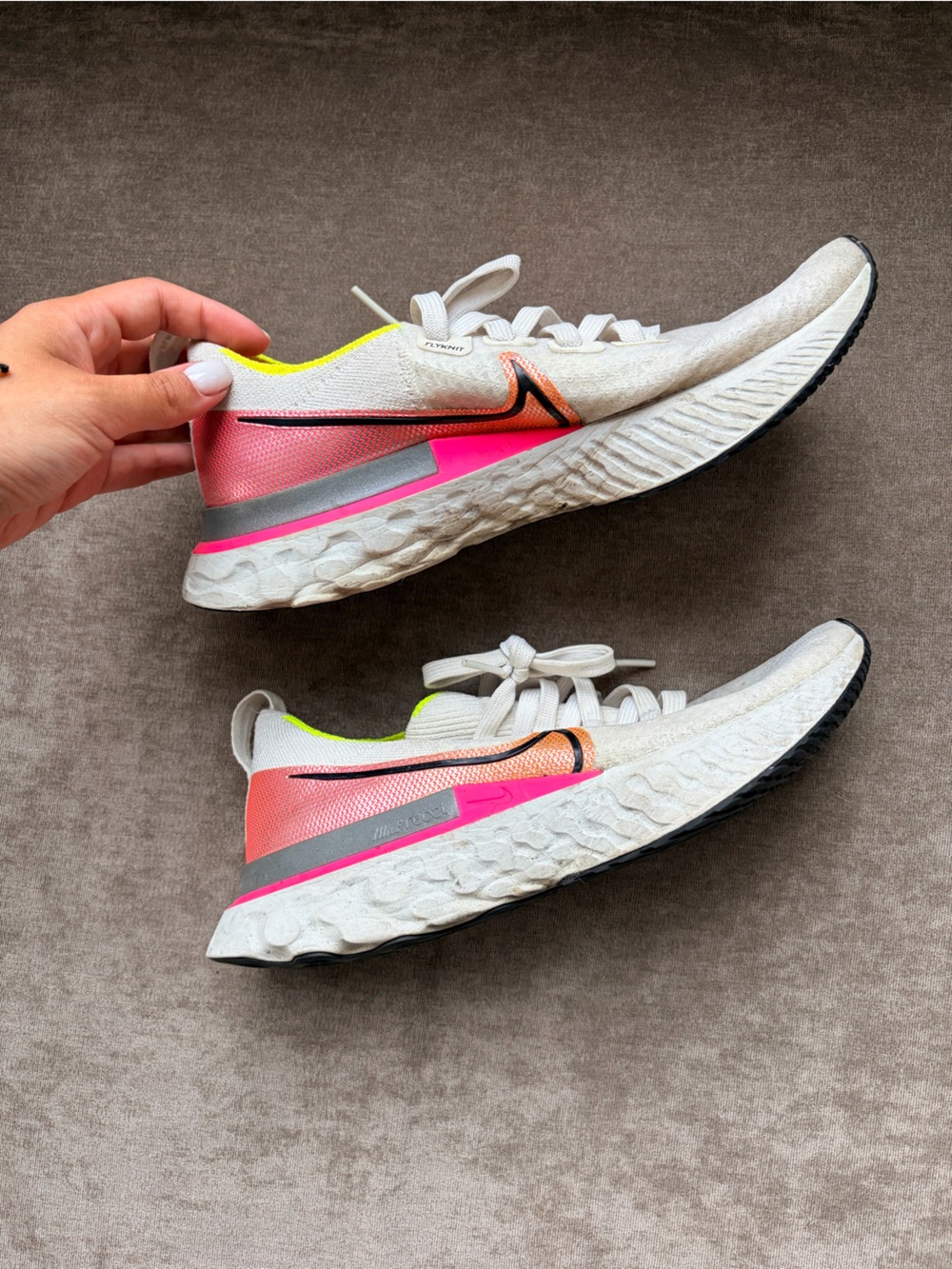 Nike Women’s React Infinity Run Flyknit White & Pink Running Shoes